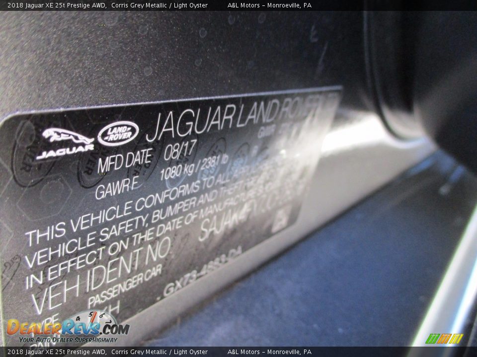 2018 Jaguar XE 25t Prestige AWD Corris Grey Metallic / Light Oyster Photo #19