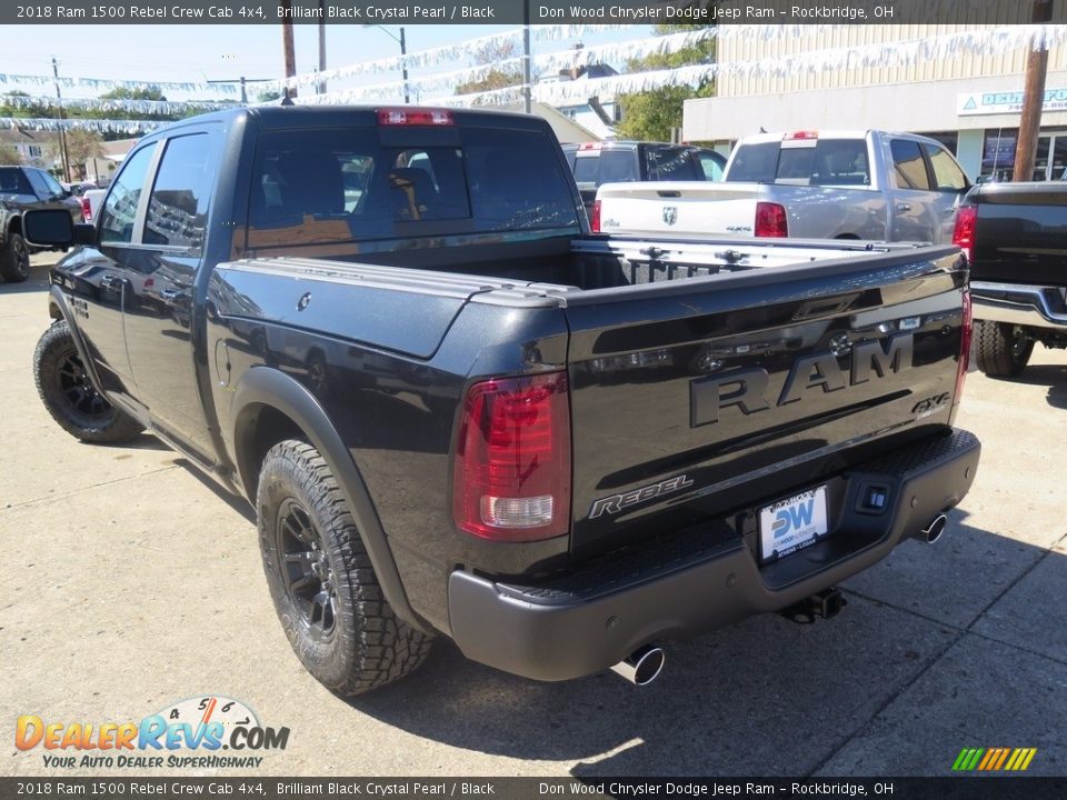 2018 Ram 1500 Rebel Crew Cab 4x4 Brilliant Black Crystal Pearl / Black Photo #8