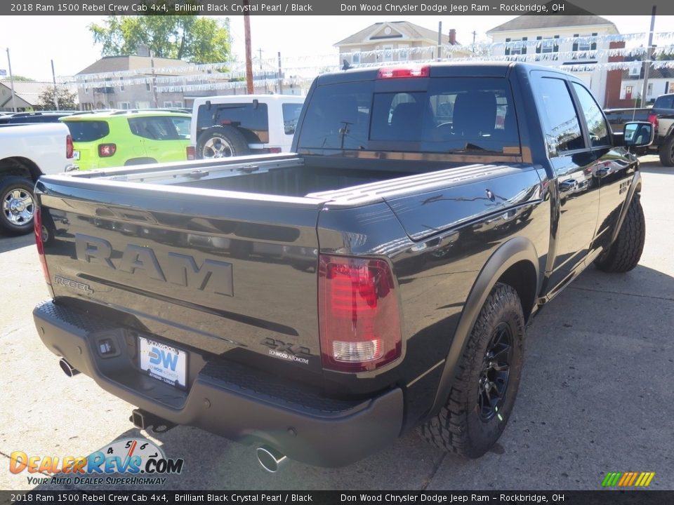 2018 Ram 1500 Rebel Crew Cab 4x4 Brilliant Black Crystal Pearl / Black Photo #10