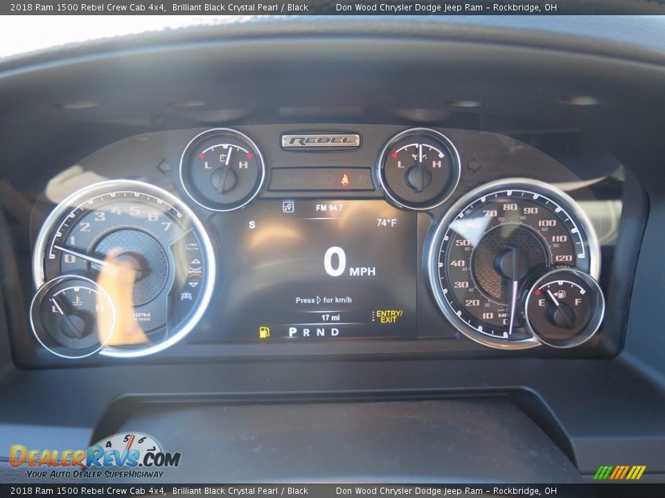 2018 Ram 1500 Rebel Crew Cab 4x4 Brilliant Black Crystal Pearl / Black Photo #14