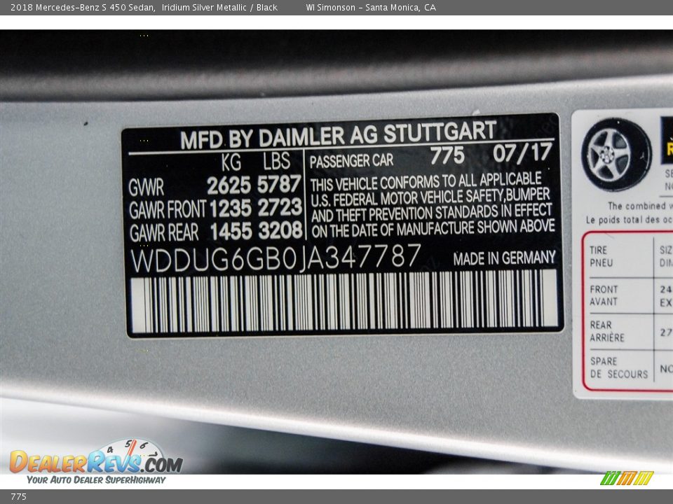 Mercedes-Benz Color Code 775 Iridium Silver Metallic