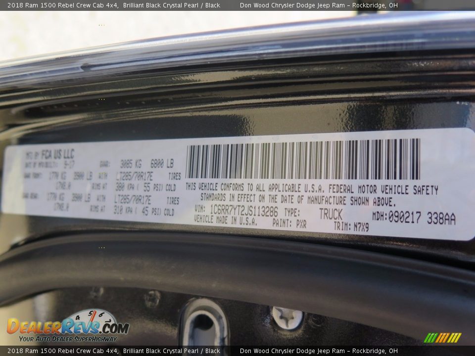 2018 Ram 1500 Rebel Crew Cab 4x4 Brilliant Black Crystal Pearl / Black Photo #28