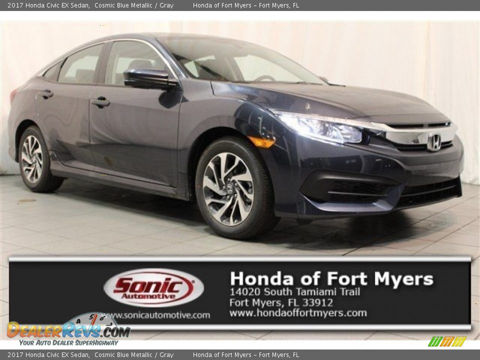 2017 Honda Civic EX Sedan Cosmic Blue Metallic / Gray Photo #1