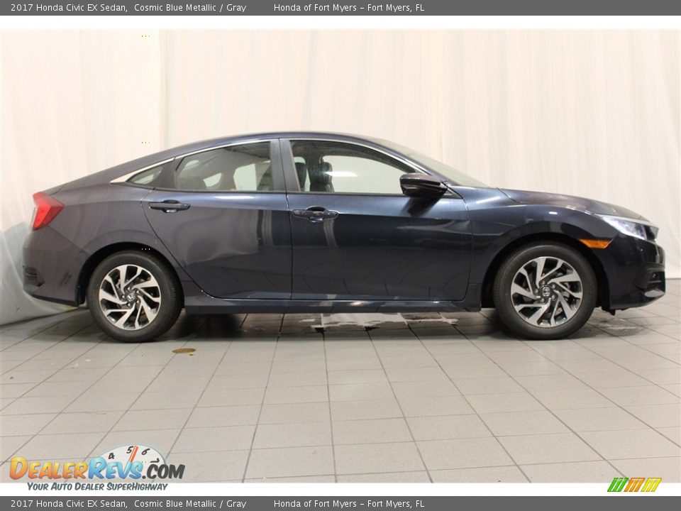 2017 Honda Civic EX Sedan Cosmic Blue Metallic / Gray Photo #3