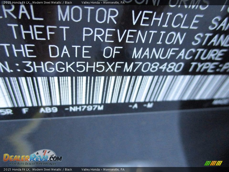 2015 Honda Fit LX Modern Steel Metallic / Black Photo #19