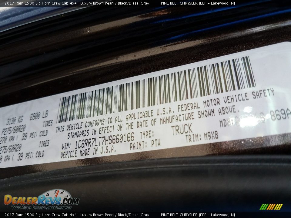 2017 Ram 1500 Big Horn Crew Cab 4x4 Luxury Brown Pearl / Black/Diesel Gray Photo #9