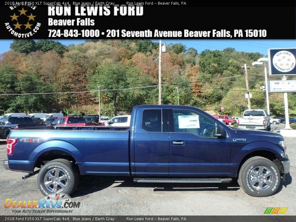 2018 Ford F150 XLT SuperCab 4x4 Blue Jeans / Earth Gray Photo #1