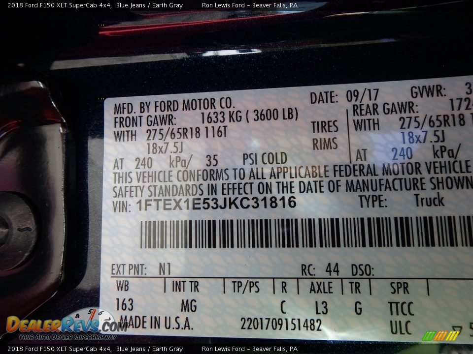 2018 Ford F150 XLT SuperCab 4x4 Blue Jeans / Earth Gray Photo #14