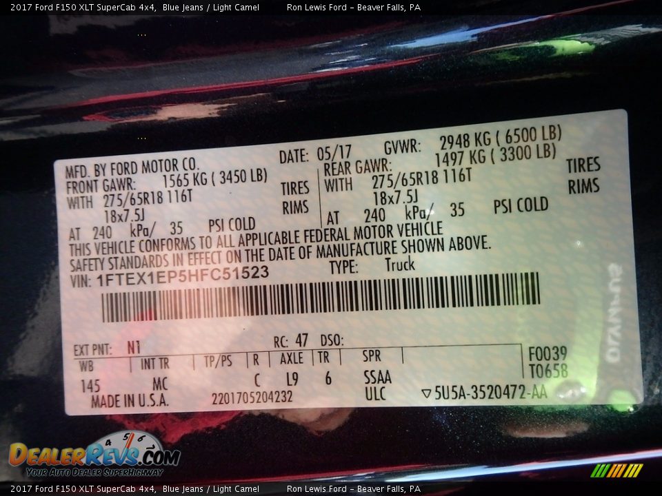 2017 Ford F150 XLT SuperCab 4x4 Blue Jeans / Light Camel Photo #14