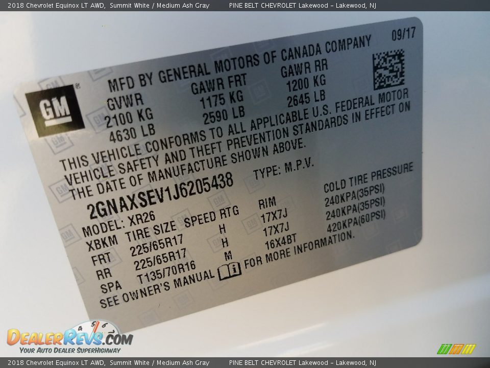 2018 Chevrolet Equinox LT AWD Summit White / Medium Ash Gray Photo #9