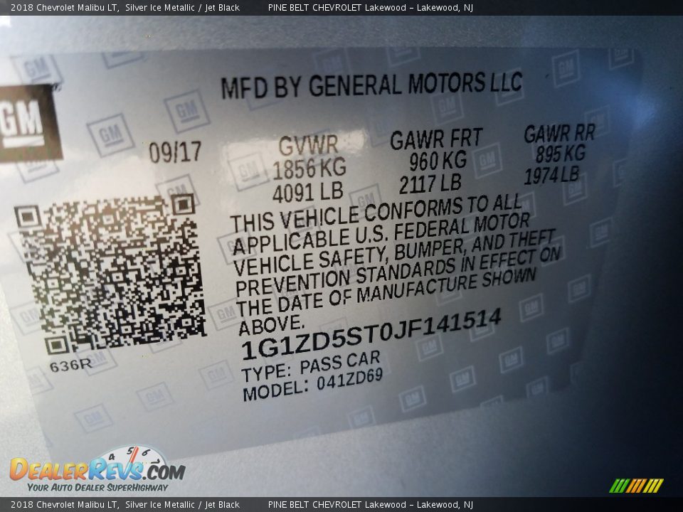 2018 Chevrolet Malibu LT Silver Ice Metallic / Jet Black Photo #9
