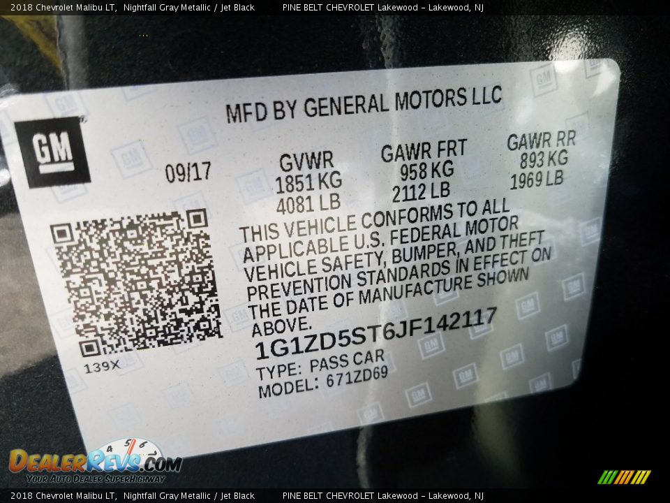 2018 Chevrolet Malibu LT Nightfall Gray Metallic / Jet Black Photo #9