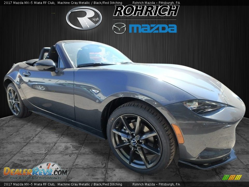2017 Mazda MX-5 Miata RF Club Machine Gray Metallic / Black/Red Stitching Photo #1