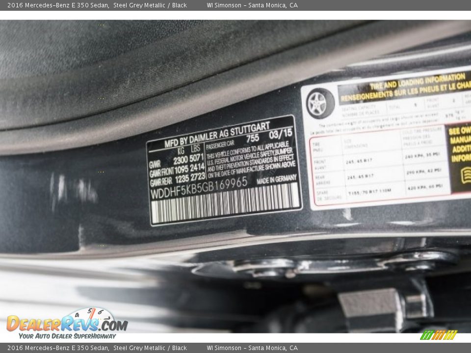 2016 Mercedes-Benz E 350 Sedan Steel Grey Metallic / Black Photo #20