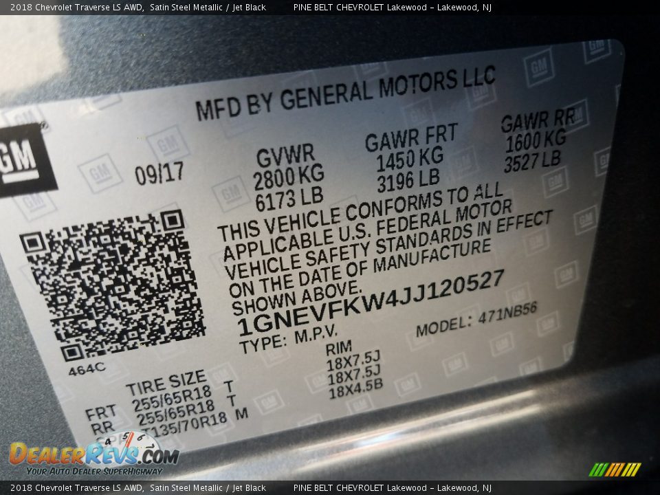 2018 Chevrolet Traverse LS AWD Satin Steel Metallic / Jet Black Photo #9