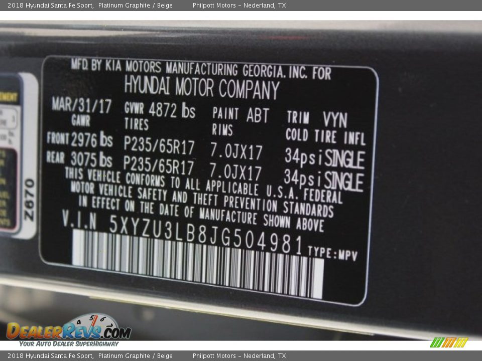 2018 Hyundai Santa Fe Sport Platinum Graphite / Beige Photo #27