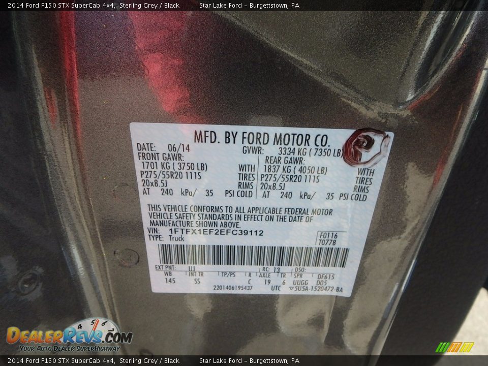 2014 Ford F150 STX SuperCab 4x4 Sterling Grey / Black Photo #13