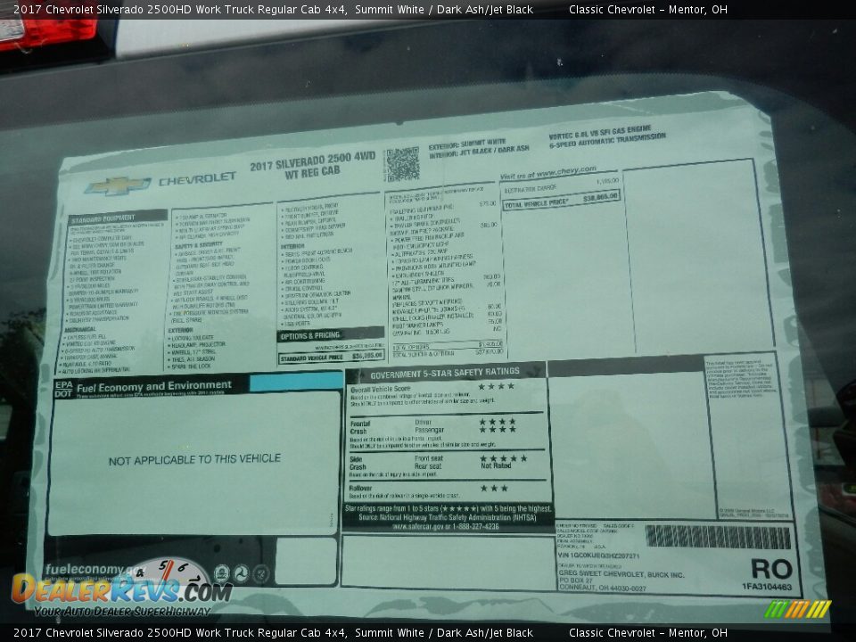 2017 Chevrolet Silverado 2500HD Work Truck Regular Cab 4x4 Summit White / Dark Ash/Jet Black Photo #7