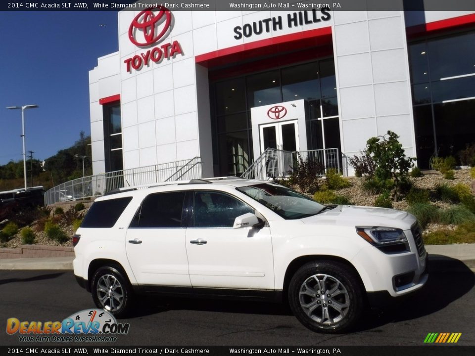 2014 GMC Acadia SLT AWD White Diamond Tricoat / Dark Cashmere Photo #2