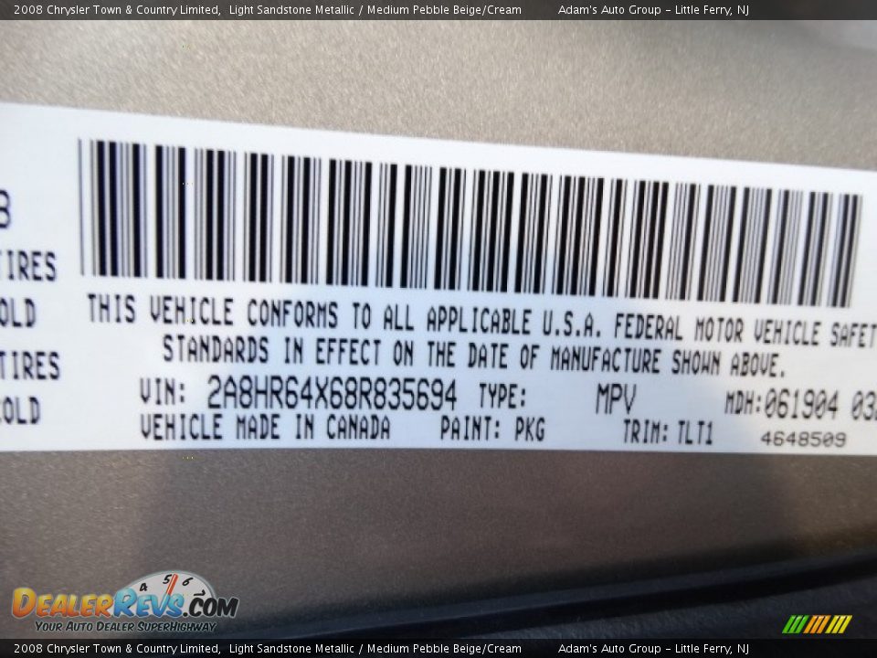 2008 Chrysler Town & Country Limited Light Sandstone Metallic / Medium Pebble Beige/Cream Photo #15