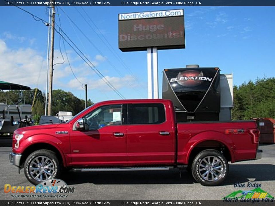 2017 Ford F150 Lariat SuperCrew 4X4 Ruby Red / Earth Gray Photo #2