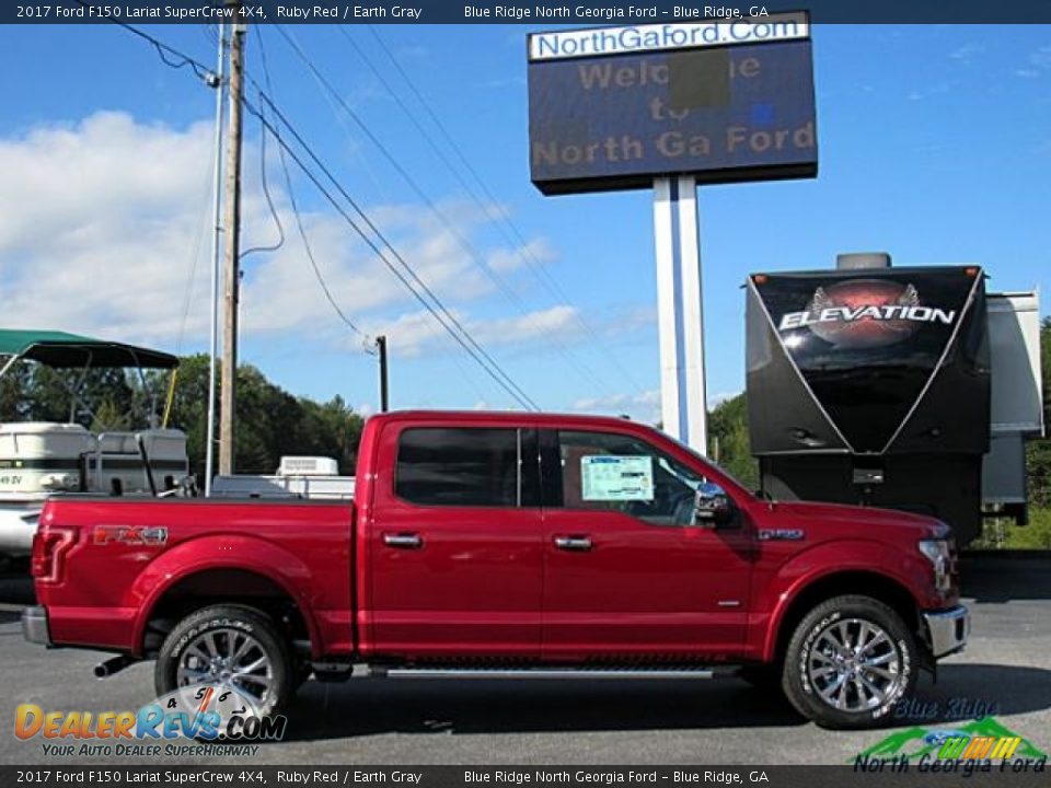 2017 Ford F150 Lariat SuperCrew 4X4 Ruby Red / Earth Gray Photo #6