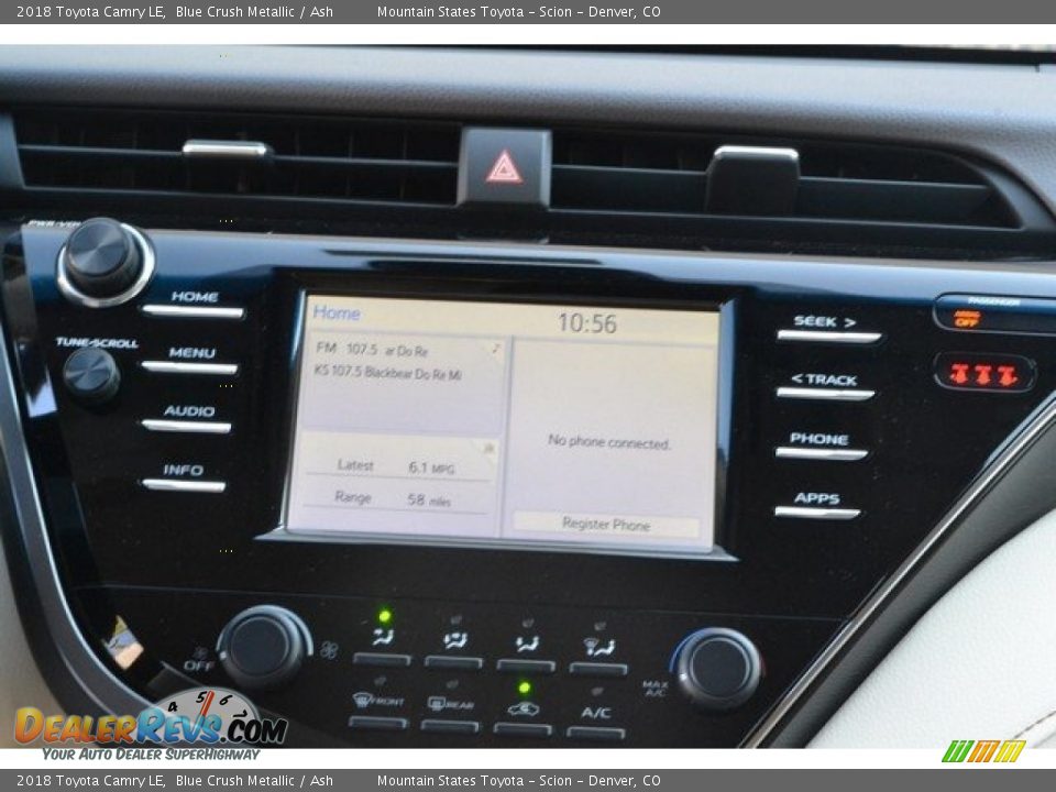 2018 Toyota Camry LE Blue Crush Metallic / Ash Photo #6