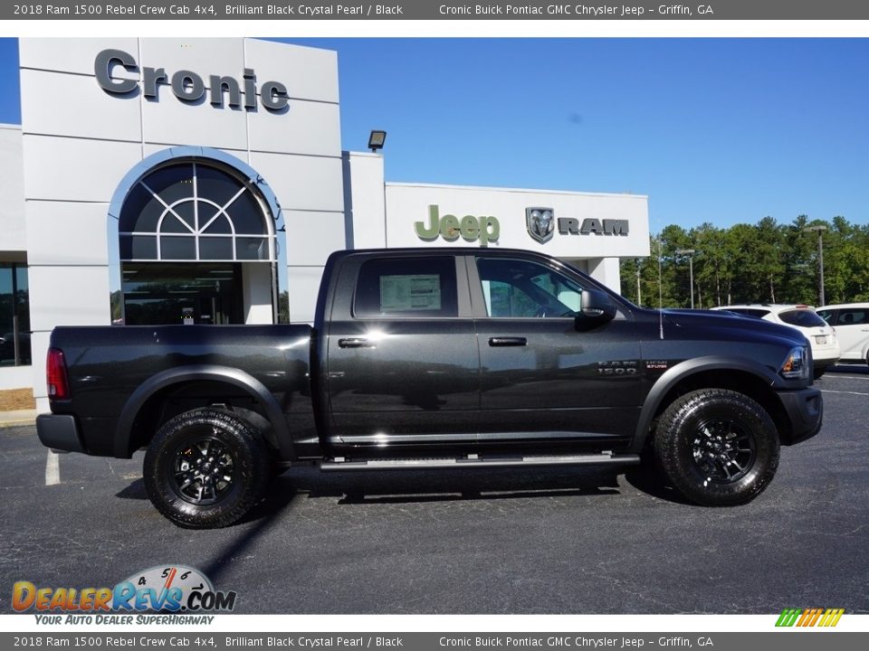 2018 Ram 1500 Rebel Crew Cab 4x4 Brilliant Black Crystal Pearl / Black Photo #8