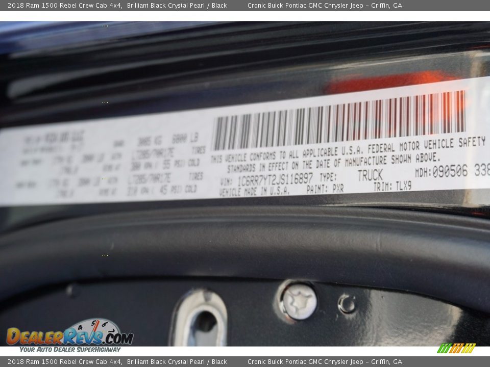 2018 Ram 1500 Rebel Crew Cab 4x4 Brilliant Black Crystal Pearl / Black Photo #17
