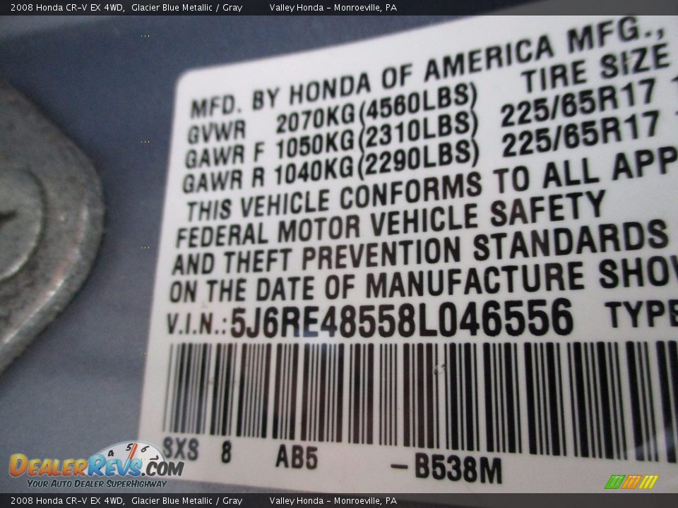2008 Honda CR-V EX 4WD Glacier Blue Metallic / Gray Photo #19