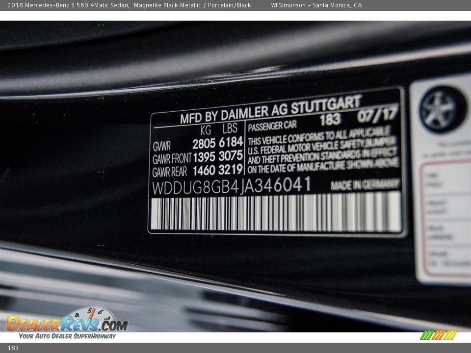 Mercedes-Benz Color Code 183 Magnetite Black Metallic