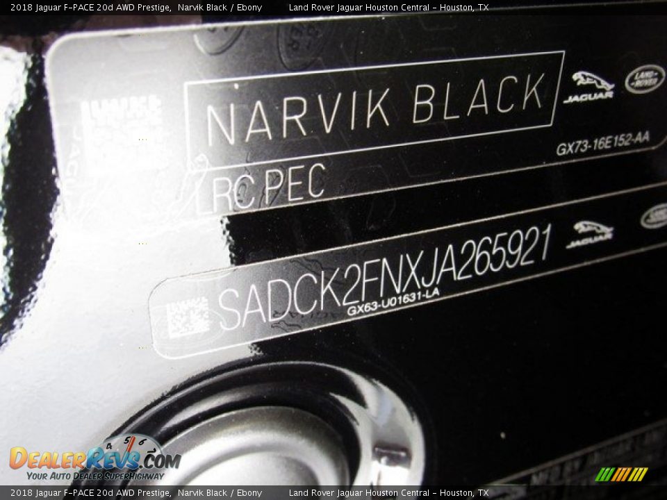 2018 Jaguar F-PACE 20d AWD Prestige Narvik Black / Ebony Photo #24