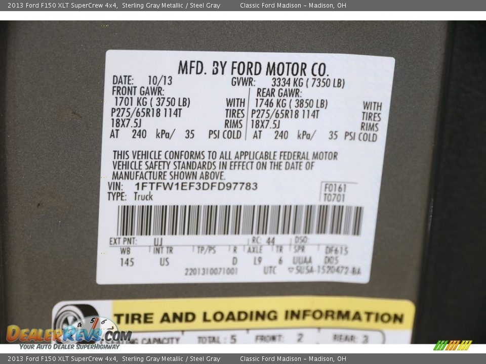 2013 Ford F150 XLT SuperCrew 4x4 Sterling Gray Metallic / Steel Gray Photo #18