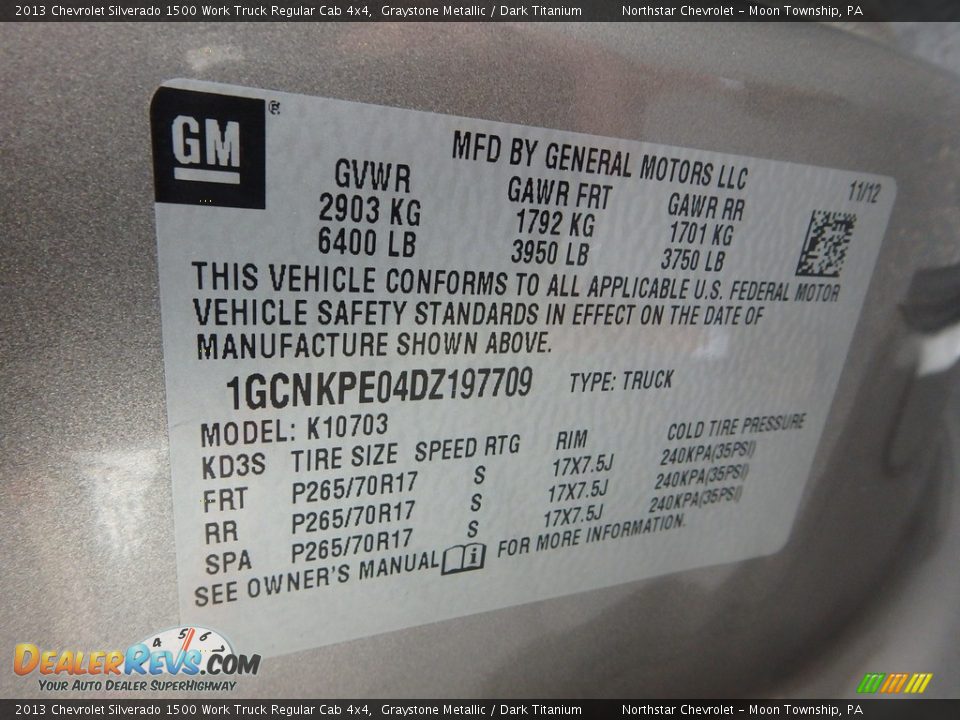 2013 Chevrolet Silverado 1500 Work Truck Regular Cab 4x4 Graystone Metallic / Dark Titanium Photo #29