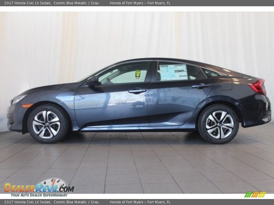 2017 Honda Civic LX Sedan Cosmic Blue Metallic / Gray Photo #5