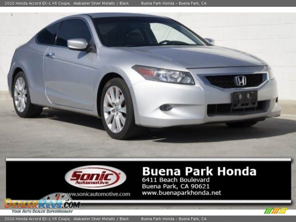 2010 Honda Accord EX-L V6 Coupe Alabaster Silver Metallic / Black Photo #1
