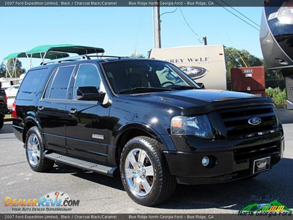 2007 Ford Expedition Limited Black / Charcoal Black/Caramel Photo #7