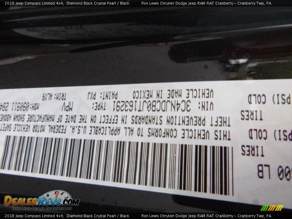 2018 Jeep Compass Limited 4x4 Diamond Black Crystal Pearl / Black Photo #15