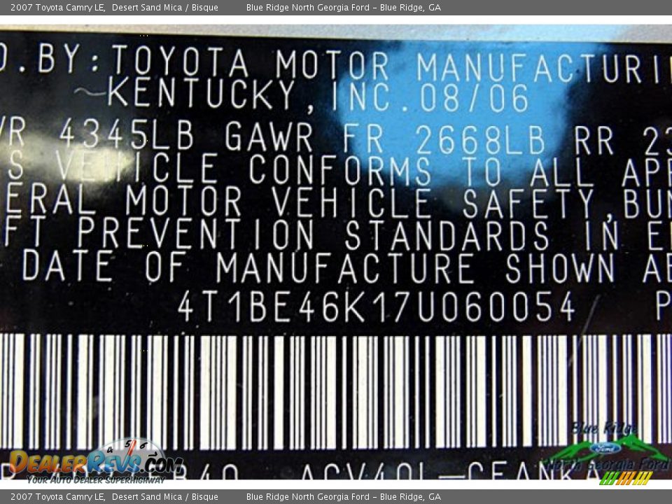 2007 Toyota Camry LE Desert Sand Mica / Bisque Photo #24