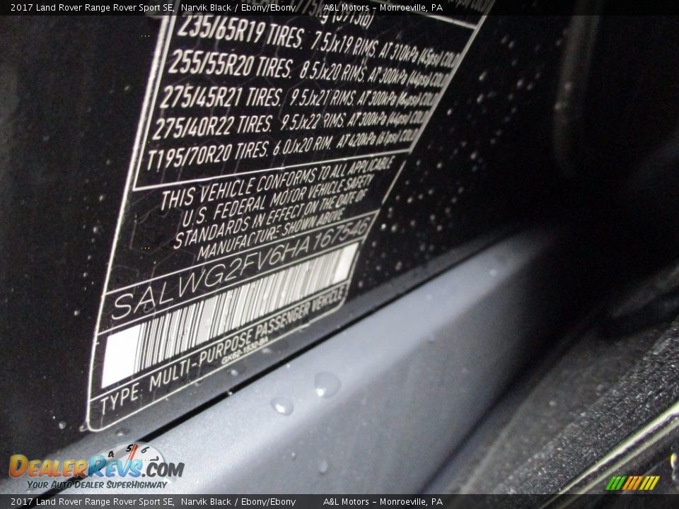 2017 Land Rover Range Rover Sport SE Narvik Black / Ebony/Ebony Photo #19