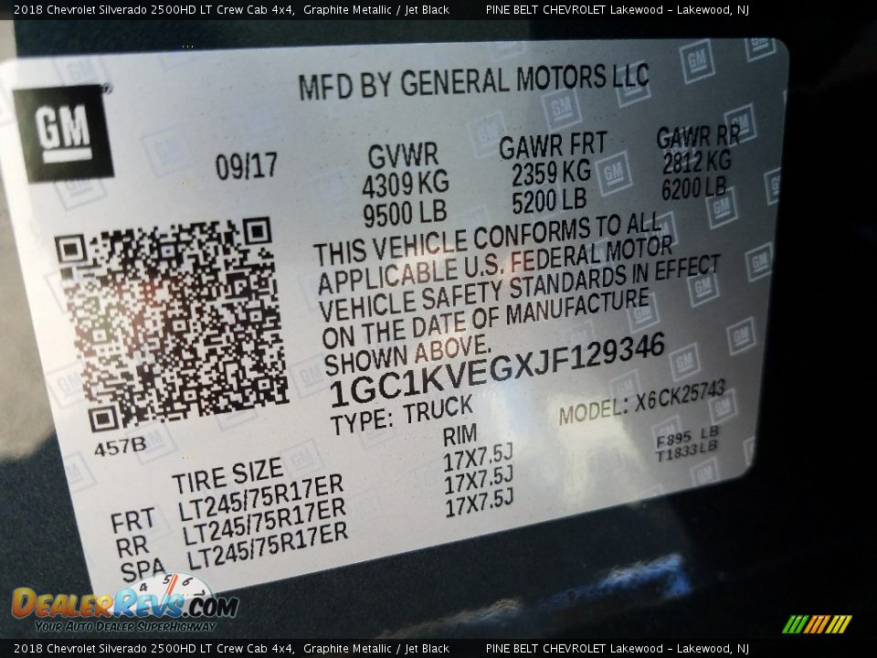 2018 Chevrolet Silverado 2500HD LT Crew Cab 4x4 Graphite Metallic / Jet Black Photo #9