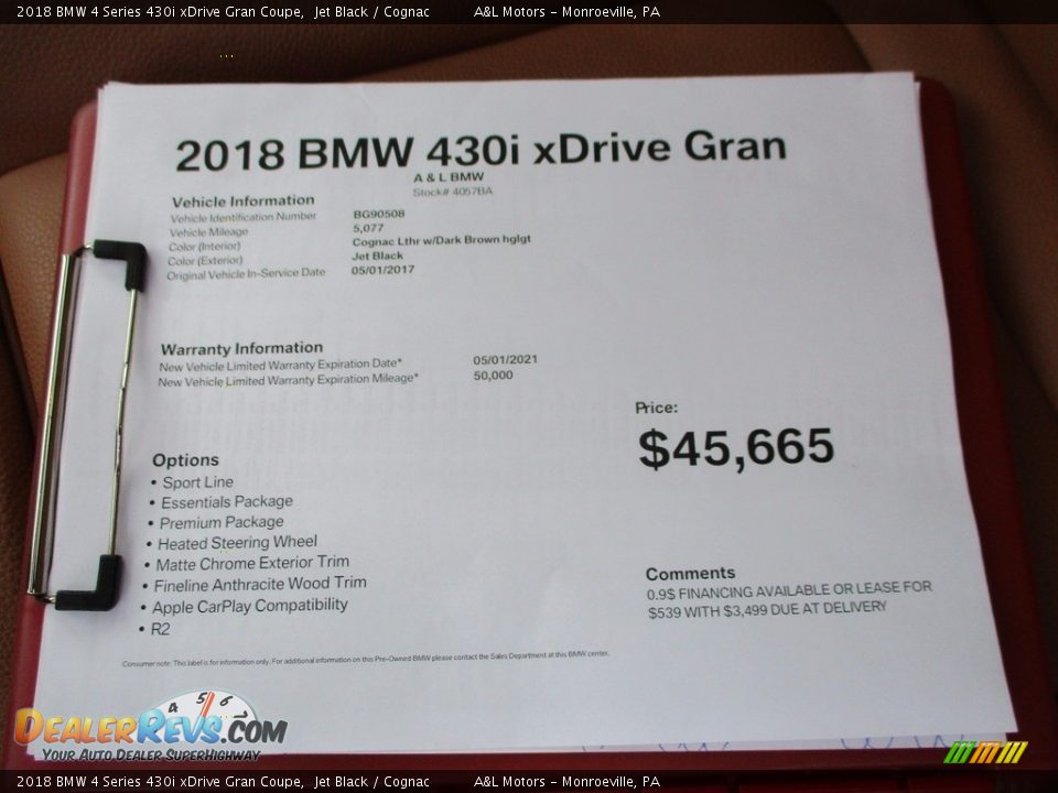 2018 BMW 4 Series 430i xDrive Gran Coupe Jet Black / Cognac Photo #11