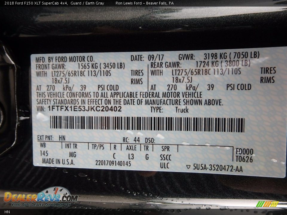 Ford Color Code HN Guard