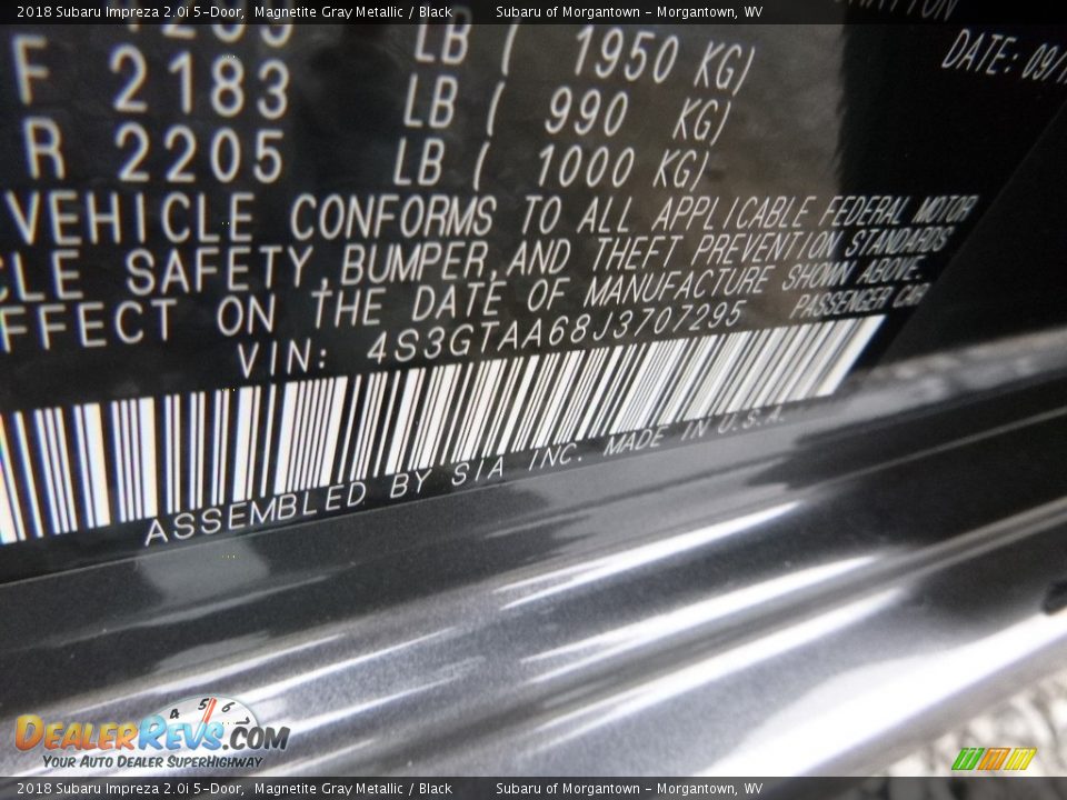2018 Subaru Impreza 2.0i 5-Door Magnetite Gray Metallic / Black Photo #15