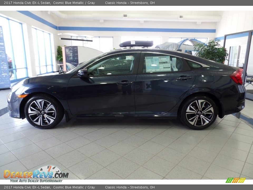 2017 Honda Civic EX-L Sedan Cosmic Blue Metallic / Gray Photo #3