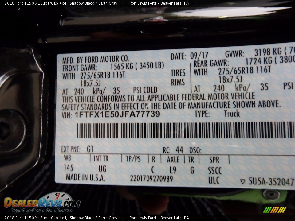 2018 Ford F150 XL SuperCab 4x4 Shadow Black / Earth Gray Photo #14