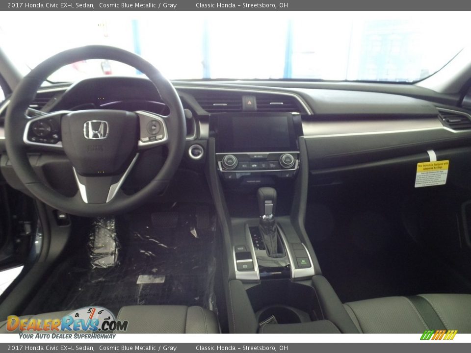 2017 Honda Civic EX-L Sedan Cosmic Blue Metallic / Gray Photo #15