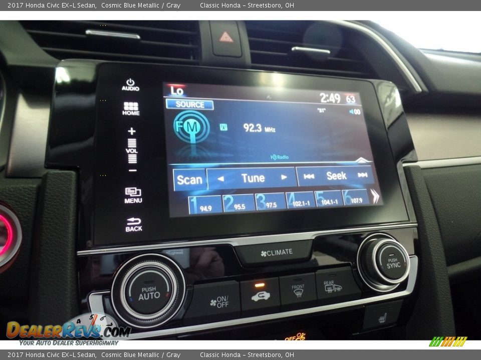 2017 Honda Civic EX-L Sedan Cosmic Blue Metallic / Gray Photo #17