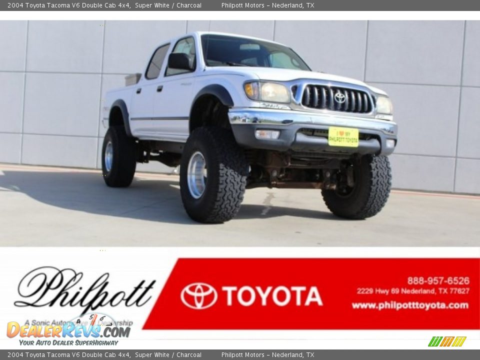 2004 Toyota Tacoma V6 Double Cab 4x4 Super White / Charcoal Photo #1