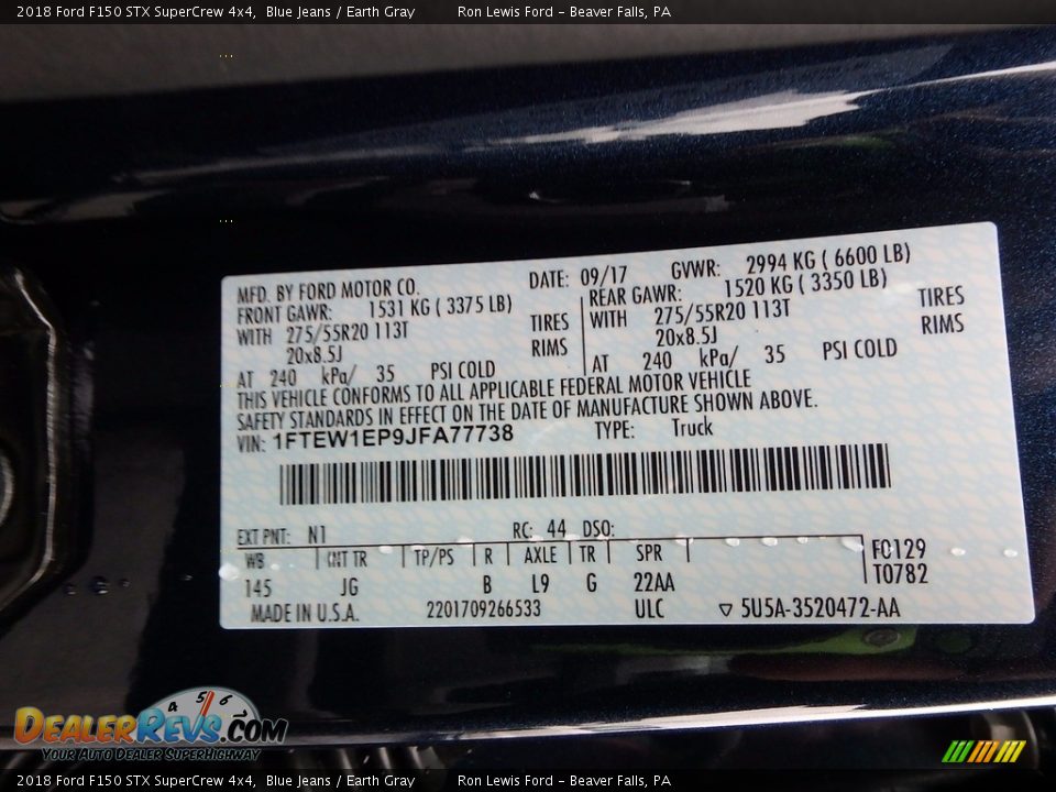 2018 Ford F150 STX SuperCrew 4x4 Blue Jeans / Earth Gray Photo #15